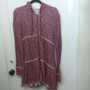 Free People Full Zip Hooded Tiered Dress/Tunic. EUC.